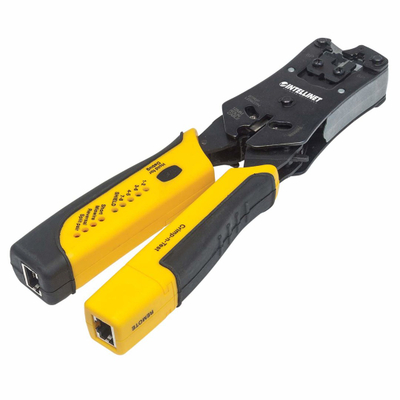 Vegël krimpimi Intellinet Network Solutions 780124, RJ11 RJ12 RJ22 RJ45, me tester kabllosh, e zezë