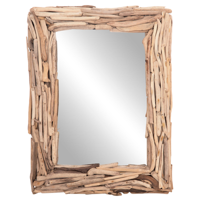 Pasqyrë muri HomeMarkt Twigs HM4440, kornizë druri, 82x62cm, bezhë