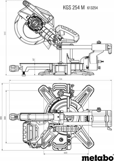 Sharrë prerëse me kënd Metabo KGS 254 M, 1800W, disk 254mm, gri e zezë