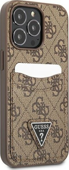 Maskë telefoni Guess GUHCP13LP4TPW për iPhone 13 Pro / 13 6.1", me xhep kartash, kafe