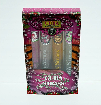Set parfumesh Cuba Strass, 4 x 1.17 oz, për femra, shumëngjyrësh