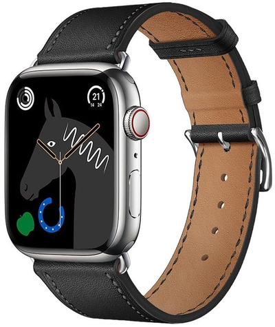 Rrip ore Forcell F DESIGN FA20 për Apple Watch 42 44 45 49 mm, lëkurë eko, i zi