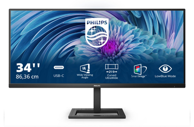 Монитор Philips 346E2LAE, 34", UWQHD 3440x1440, 100Hz, црн