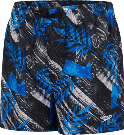 Shorts noti për djem Speedo Printed 13", rrip elastik, me print, zi bardh blu