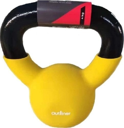 Kettlebell Sourcing YLDB13, i veshur me gomë, 4 kg, i verdhë
