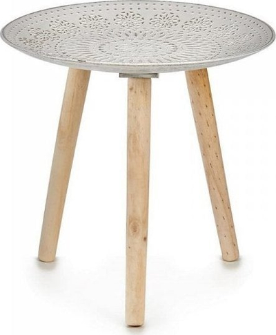 Tavolinë anësore Mandala Wood, 40 x 39 x 40 cm, dru, e bardhë