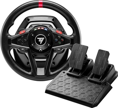 Set timoni lojrash Thrustmaster TMX, pedale dopjo, marsh me dorë, i zi