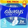 Peceta higjienike Always Ultra Day Night, Size 3, me krahë, 28 copë