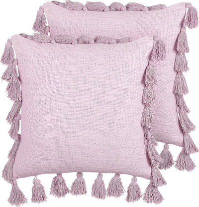 Set jastëkësh dekorativë Beliani LYNCHIS, 2 copë, 45x45cm, pambuk, rozë