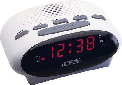 Radio me alarm Lenco ICR210, FM, ekran me dritë, e bardhë