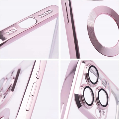 Mbrojtëse telefoni Glam Case për iPhone 12, TPU, transparente, rozë