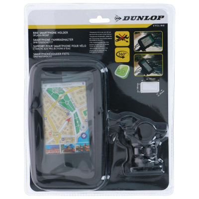 Këllëf universal telefoni Dunlop XXL, i papërshkueshëm nga uji, për tu vënë në timon biçiklete, i zi