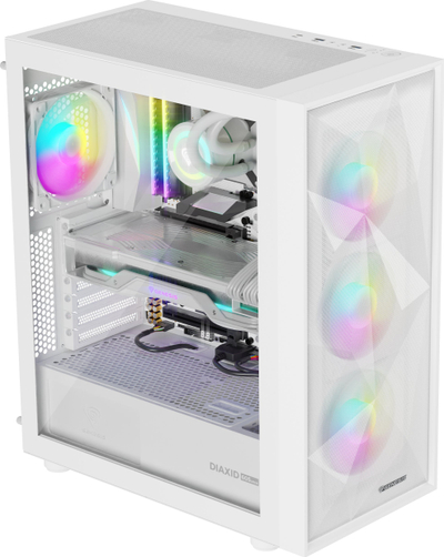 Kuti PC Genesis Diaxid 605 ARGB, ATX, 4x120mm fan, e bardhë