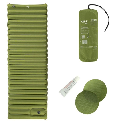 Dyshek kampingu Nils Camp NC4101, 190x64x10 cm, me pompë mrena, jeshil