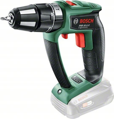 Shpuese me bateri Bosch PSB 18V LI-2 Ergonomic, brushless, 2 shpejtësi, jeshile