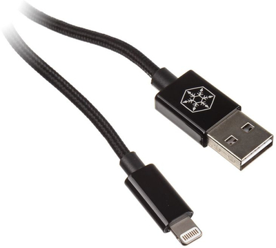 Кабел USB SilverStone CPU03, USB A во Lightning, 1 m, црн