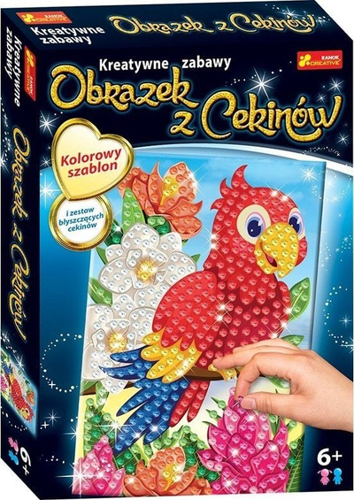 Set kreativ me figura me shkëlqim Sequin Picture Parrot, motiv papagall, për fëmijë