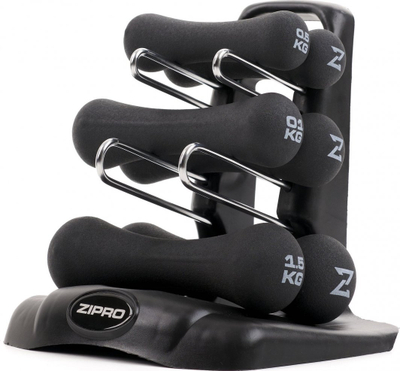 Set pesha fitnesi Zipro Neoprene, 6 copë, të zeza
