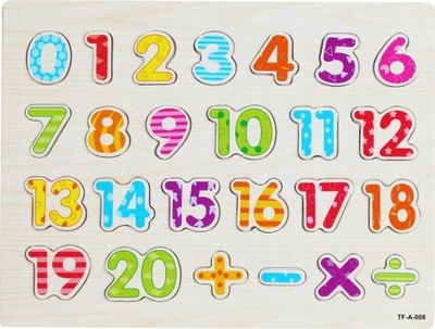 Puzzle druri edukativ Numbers 676796, numrat 0–20, shenja llogaritjeje, shumëngjyrësh