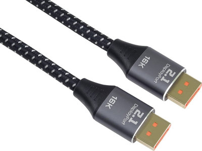 Kabllo PremiumCord DisplayPort 2.1, 80 Gbps, 16K 60Hz, e zezë