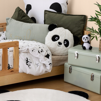 Jastëk dekorativ Atmosphera Panda, i rrumbullakët, i bardhë