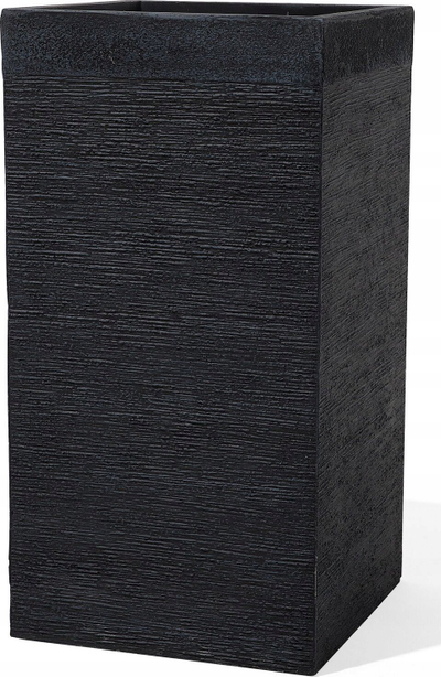 Vazo e gjatë për lule DION Ceramic, 40 cm, katrore, e zezë