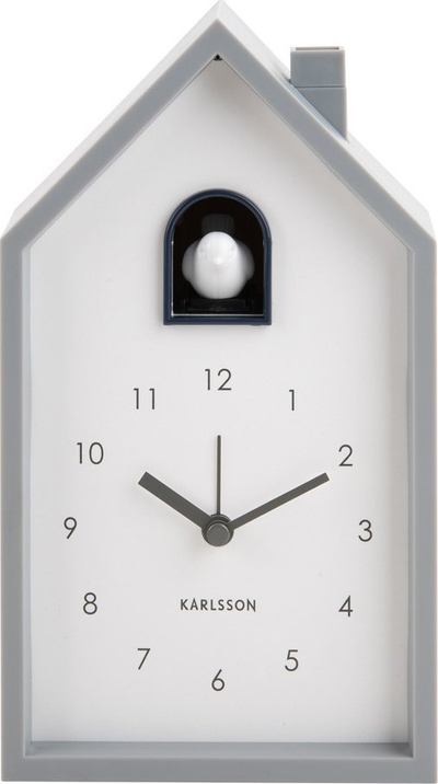 Будилник Karlsson Modern Cuckoo, маса, украсен, бел