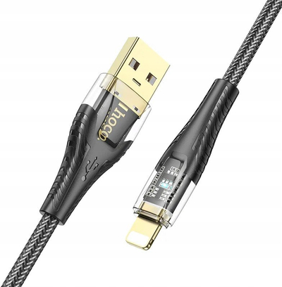 Kabllo karikimi Hoco U121 Gold Standard Crystal, USB A në Lightning, 1.2m, e artë
