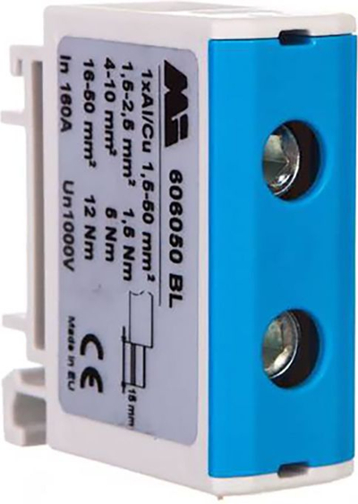 Terminal hekurudhor EM Group 1-polësh 1.5-50mm², 160A, gri blu