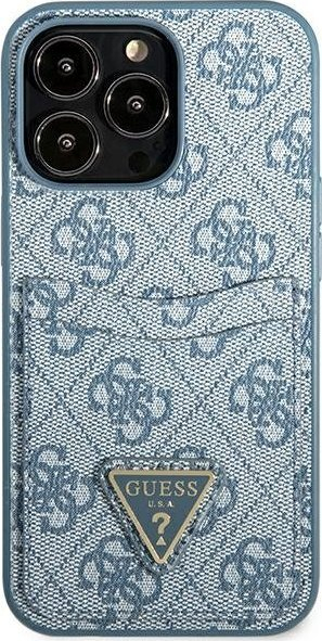 Kapak telefoni Guess 4G Triangle për iPhone 13 Pro Max, hardcase, me xhep kartash, blu