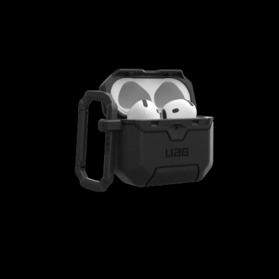 Kuti mbrojtëse Urban Armor Gear UAG Scout për AirPods 4, me karabinë, e zezë