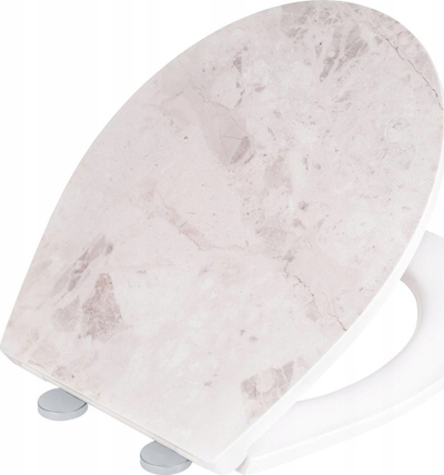 Ujse tualeti WENKO White Marble, duroplast antibakterial, mbyllje e butë, e bardhë mermeri