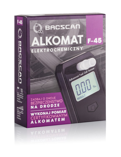Alkooltest Breathalyzer BACscan F-45, sensor elektro-kimik, ekran LCD, i zi