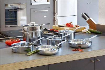 Tigan Demeyere Industrial, çelik inox, për induksion, gri