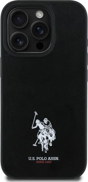 Mbulesë telefoni US Polo për iPhone 15 Pro Max 6.7", lëkurë, e zezë