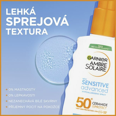 Sprej mbrojtës për lëkurë të ndjeshme Garnier SPF 50+ Sensitive Advanced, 150 ml