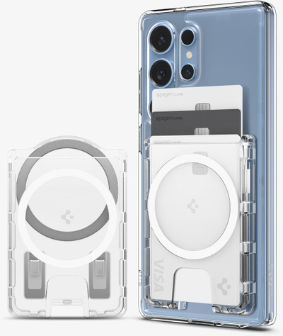 Kapak telefoni Spigen Ultra Hybrid Wallet MagSafe Plus, për Samsung Galaxy S25 Series, transparent