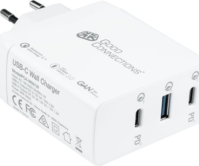 Karikues për celular Alcasa PCA-W001W, 2x USB C, karikim i shpejtë, i bardhë