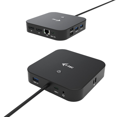 Stacion docking USB-C i-tec, me dy ekrane, 100W karikim Power Delivery, i zi