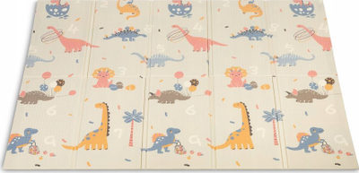 Tapet loje Toyz Foldable Playmat Dinosaurs, 180x200 cm, 1 cm, shumëngjyrësh