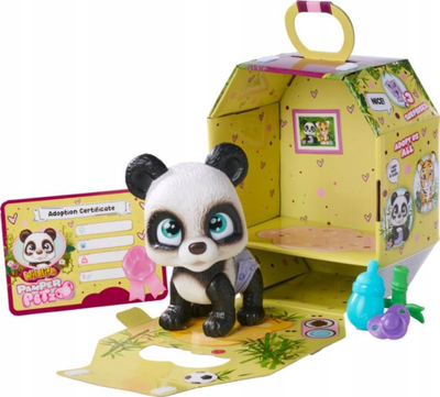 Lodër për lojëra me panda Panda Pamper Patz, 15 cm, me pelenë që ndërron ngjyrë, shumëngjyrëshe
