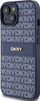 Futrollë DKNY Repeat Pattern Tonal Stripe për iPhone 15, lëkurë PU, blu