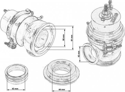 Wastegate i jashtëm TurboWorks 50mm, 1.6 bar, lidhje V-Band, lejla
