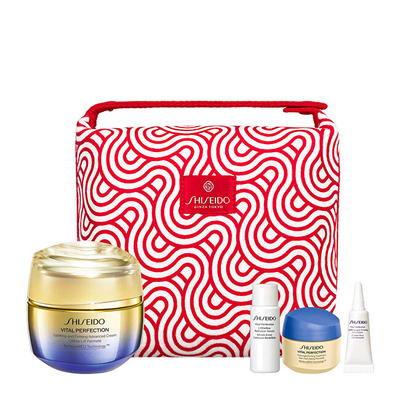 Set Krem për ditën dhe natën + Serum për fytyrë dhe qafë + Krem sysh + çantë kozmetike Shiseido