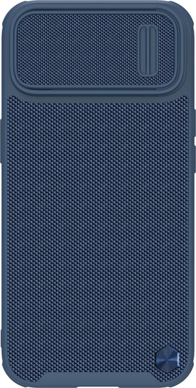 Mbulesë telefoni Nillkin Textured S për iPhone 14 Plus, me kapak kamere, blu