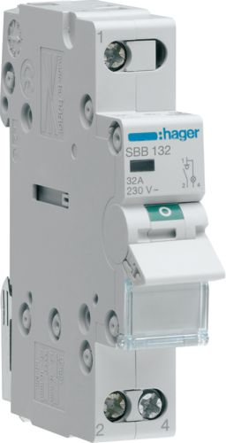 Çelës modular Hager SBB132, 1 pol, 32A, gri