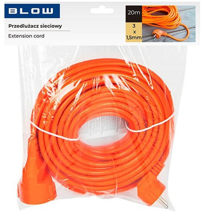 Kabllo zgjatuese Blow PR-160, 1 prizë me tokëzim, 20 m, 3x1.5 mm, portokalli