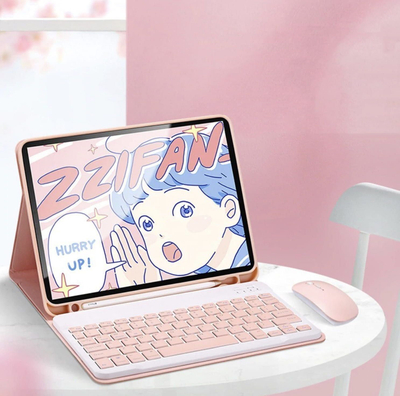 Këllëf me tastierë Bluetooth Strado për iPad Air 10.9 dhe iPad Pro 11, me mbajtëse stylus, rozë