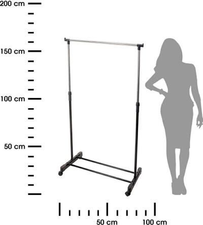Varëse rrobash me rrota Storage Solutions, 80x43x160 cm, me lartësi që e rregullon vetë, ngjyrë argjendi