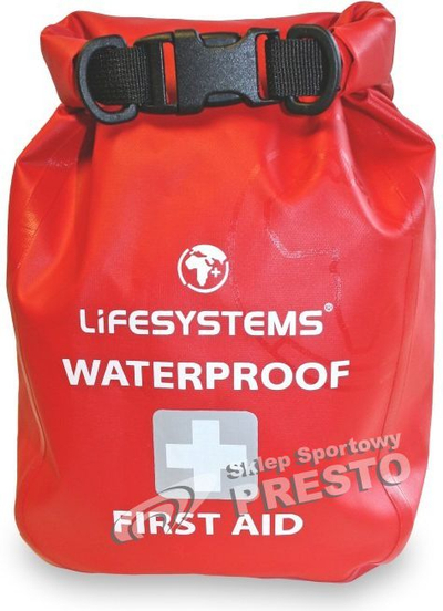 Set ndihme e parë Lifesystems Waterproof, i papërshkueshëm nga uji, për udhëtime dhe sporte, ngjyrë e kuqe